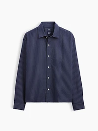 Relaxed Crop Straight-Hem Oxford Shirt