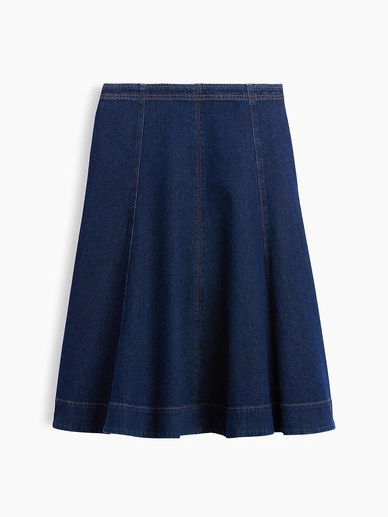 Denim Tulip Midi Skirt