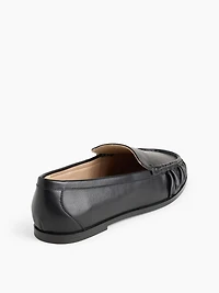 Vegan Leather Ruched Loafers