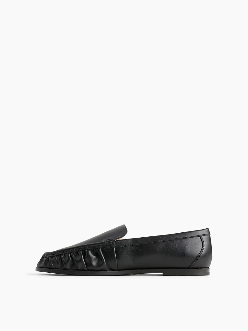 Vegan Leather Ruched Loafers