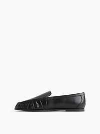 Vegan Leather Ruched Loafers