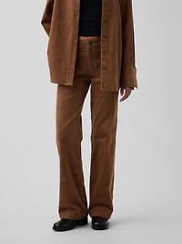 Mid Rise Corduroy Relaxed Flare Pants