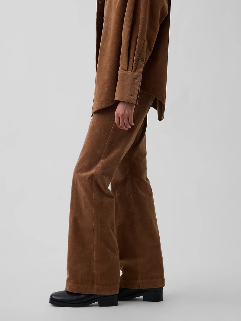 Mid Rise Corduroy Relaxed Flare Pants