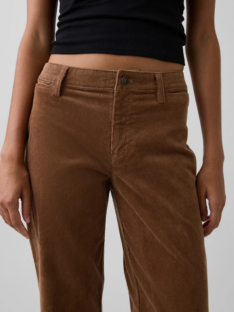Mid Rise Corduroy Relaxed Flare Pants