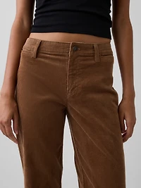 Mid Rise Corduroy Relaxed Flare Pants