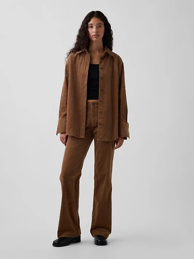 Mid Rise Corduroy Relaxed Flare Pants