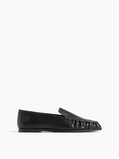 Vegan Leather Ruched Loafers
