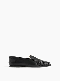 Vegan Leather Ruched Loafers