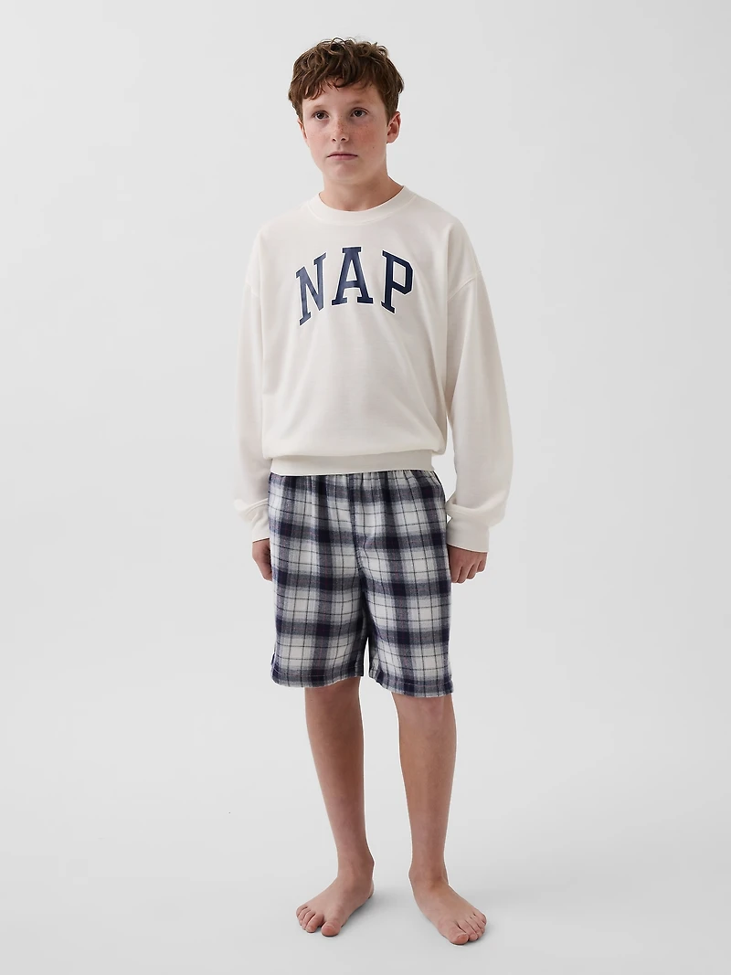 Short boxeur de pyjama en flanelle recyclée pour Enfant