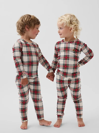 Pyjama en coton biologique brossé à carreaux pour Enfant et Béb