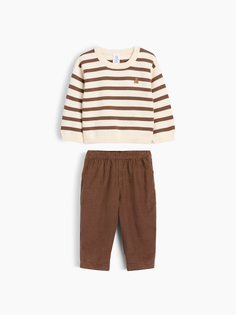 Ensemble avec chandail et pantalon en velours côtelé pour Bébé