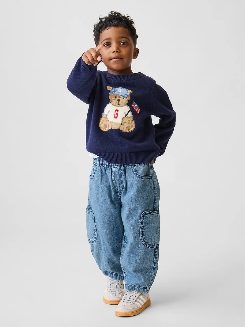 Jean coupe baril à poche en forme de l’ourson Brannan et à taille extensible pour Bébé et Tout-petit