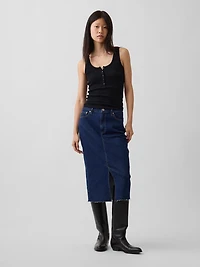 Denim Midi Pencil Skirt