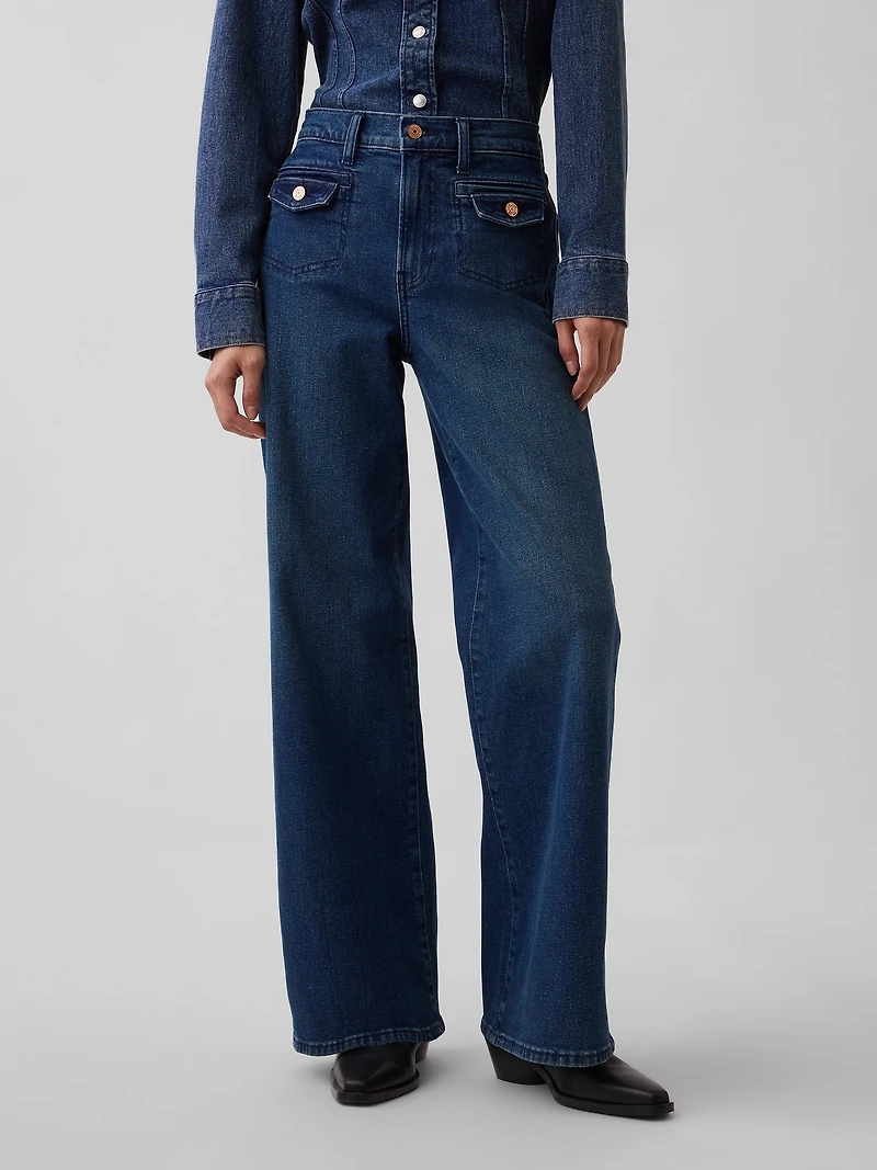 High Rise Stride Wide-Leg Jeans