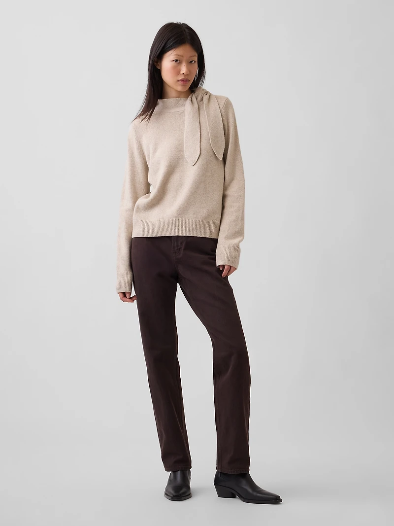 CashSoft Tie-Neck Sweater