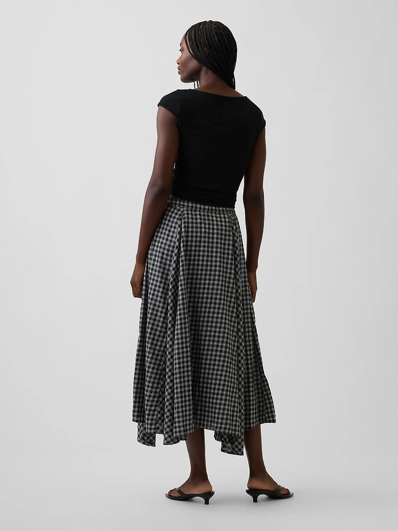 Plaid Maxi Handkerchief Skirt