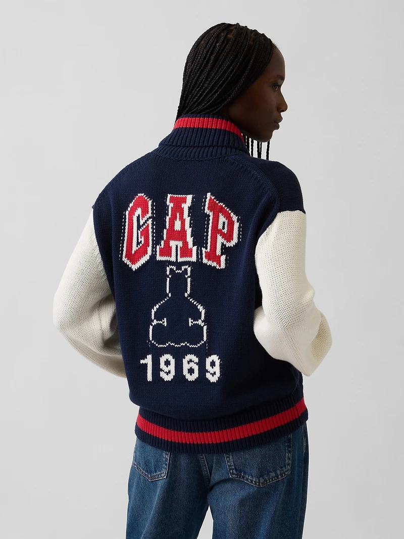 100% Cotton Oversized Varsity Sweater Jacket