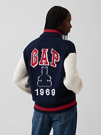 100% Cotton Oversized Varsity Sweater Jacket