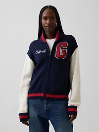100% Cotton Oversized Varsity Sweater Jacket
