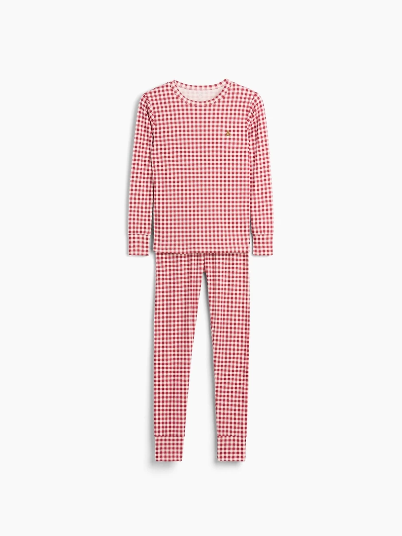 Pyjama en coton biologique brossé à motif guingan pour Enfant et Bébé