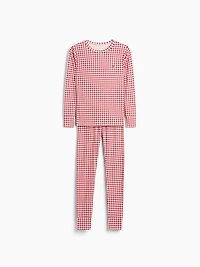 Pyjama en coton biologique brossé à motif guingan pour Enfant et Bébé