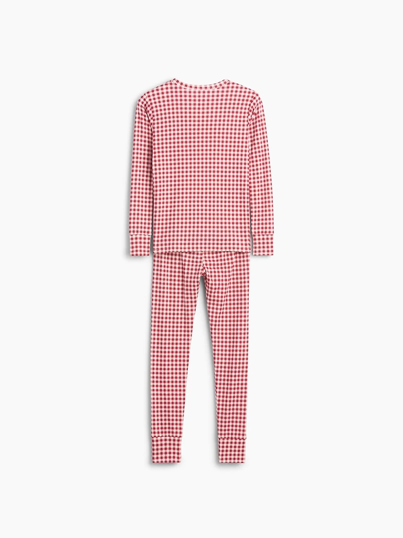 Pyjama en coton biologique brossé à motif guingan pour Enfant et Bébé