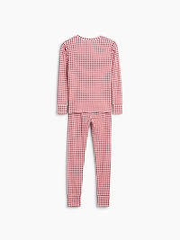 Pyjama en coton biologique brossé à motif guingan pour Enfant et Bébé