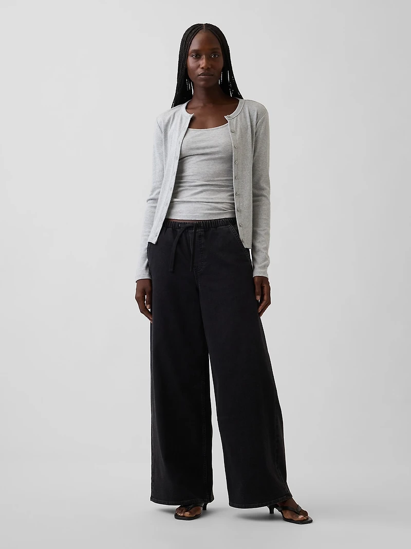 Mid Rise Knit Easy Baggy Jeans