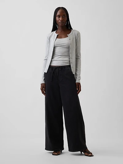 Mid Rise Knit Easy Baggy Jeans
