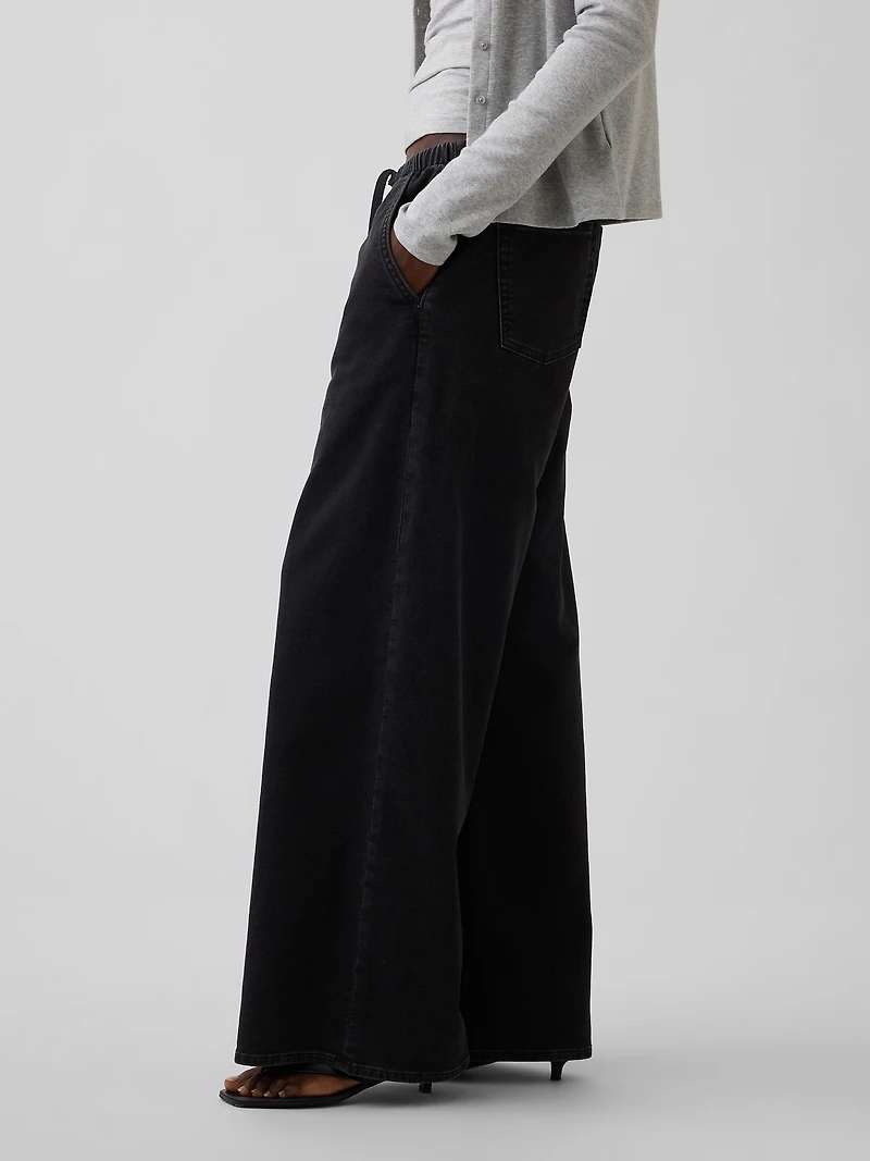 Mid Rise Knit Easy Baggy Jeans
