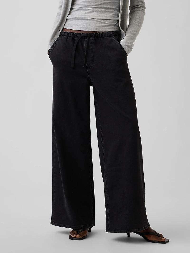 Mid Rise Knit Easy Baggy Jeans