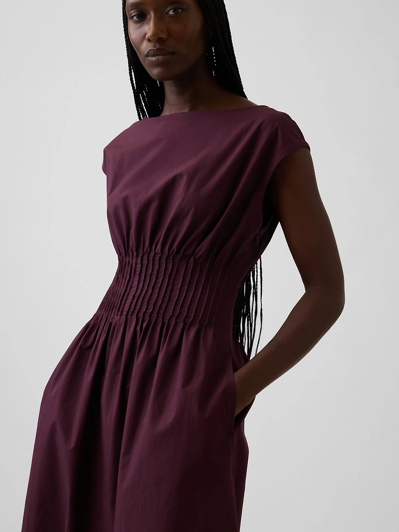 Poplin Pintuck Maxi Dress