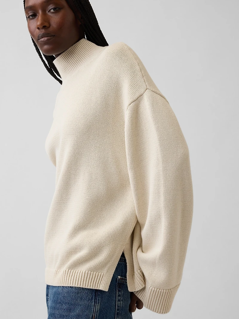 100% Cotton Oversized Mockneck Sweater