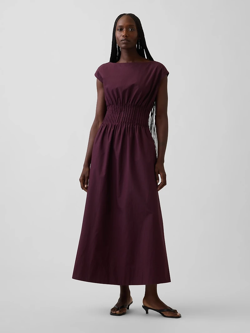Poplin Pintuck Maxi Dress