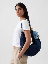 Large Denim Crescent Bag