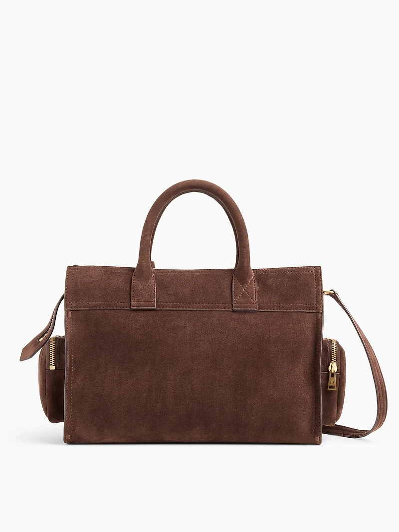 Vegan Suede Five Pocket Satchel