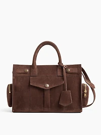 Vegan Suede Five Pocket Satchel