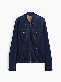 Denim Zip Peplum Jacket