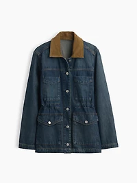 Cinched-Waist Denim Chore Jacket