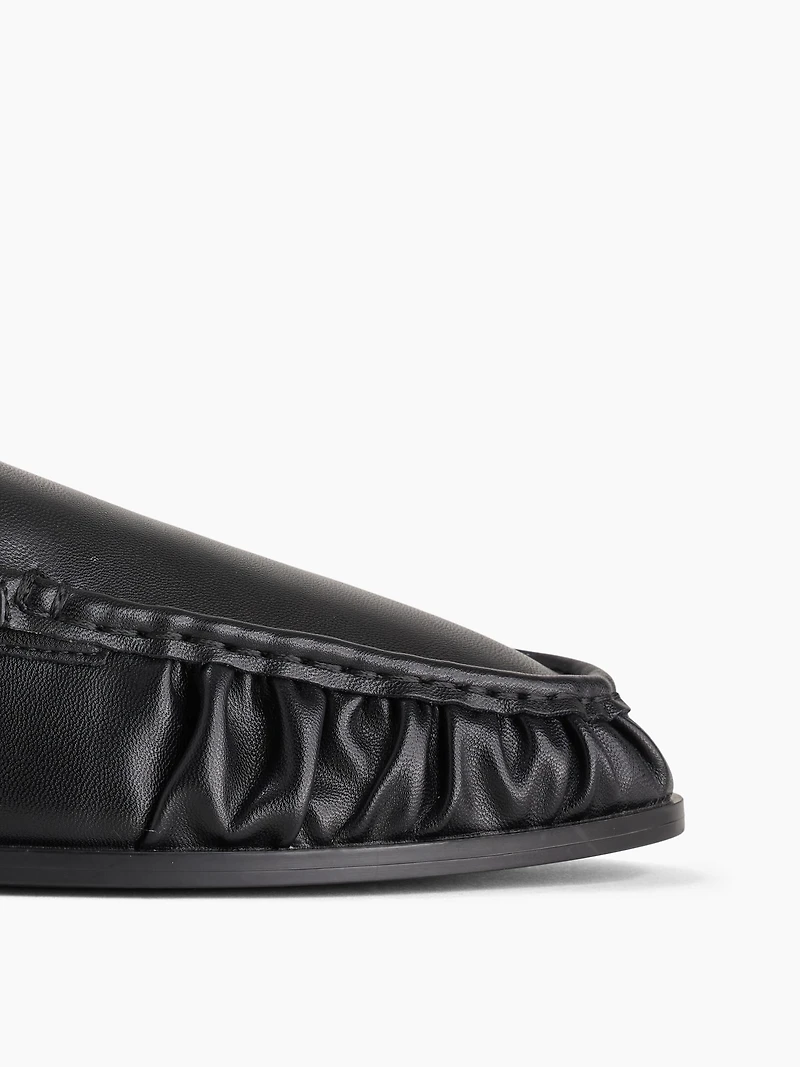 Vegan Leather Ruched Loafers