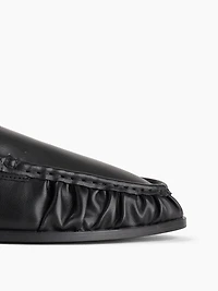 Vegan Leather Ruched Loafers