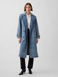 Longline Icon Denim Trench Jacket