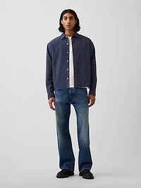 Relaxed Crop Straight-Hem Oxford Shirt