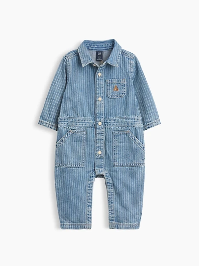 Une-pièce utilitaire en denim à rayures pour Bébé
