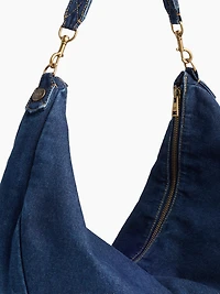 Large Denim Crescent Bag