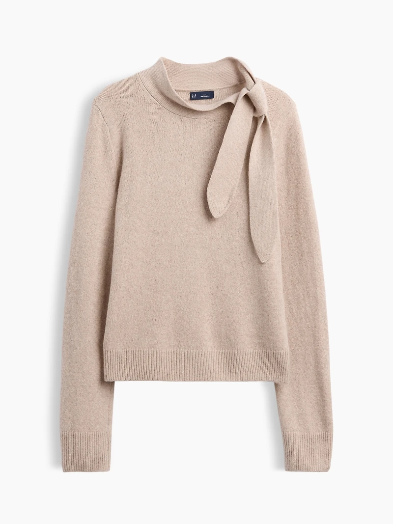 CashSoft Tie-Neck Sweater