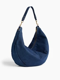 Large Denim Crescent Bag