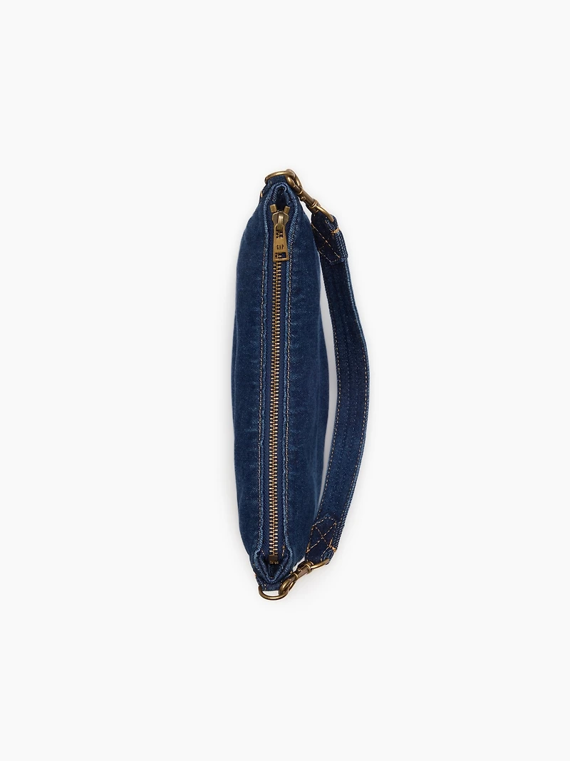 Small Denim Crescent Crossbody