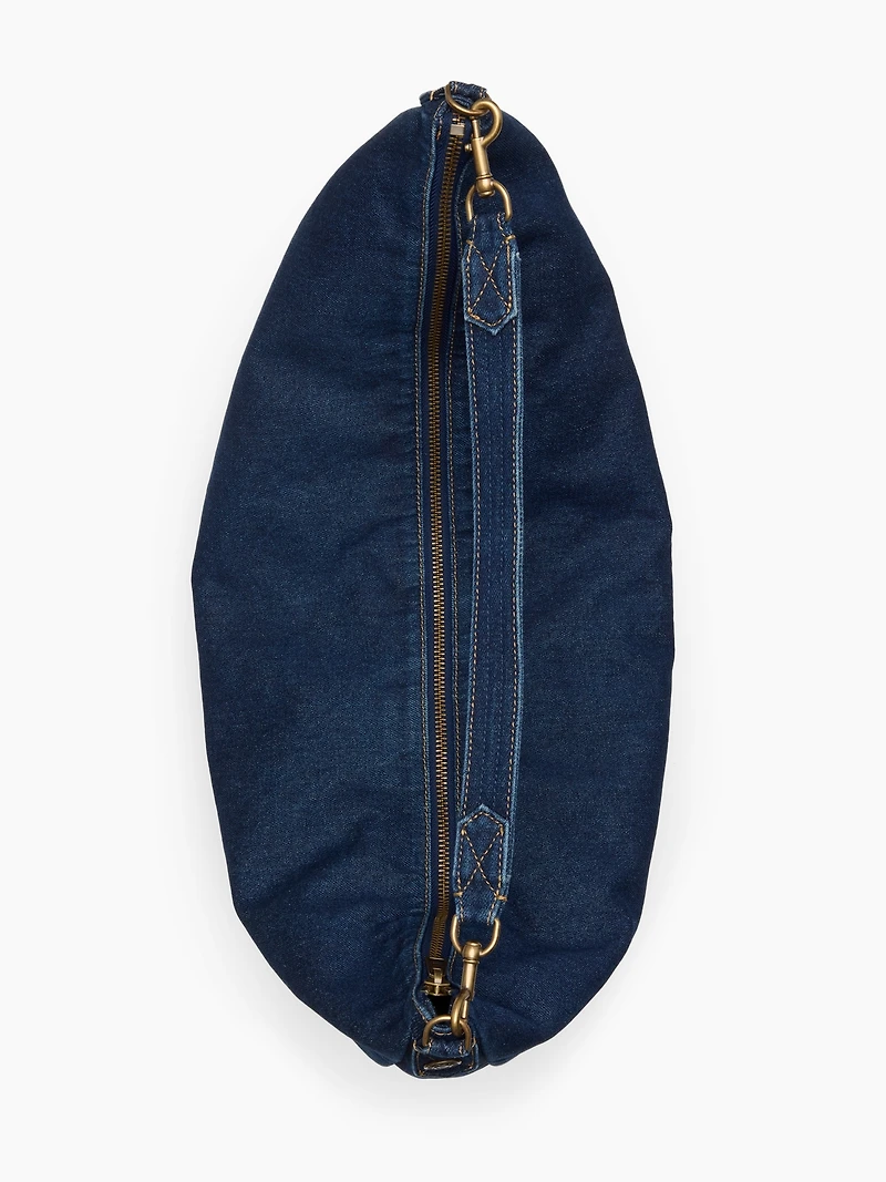 Large Denim Crescent Bag