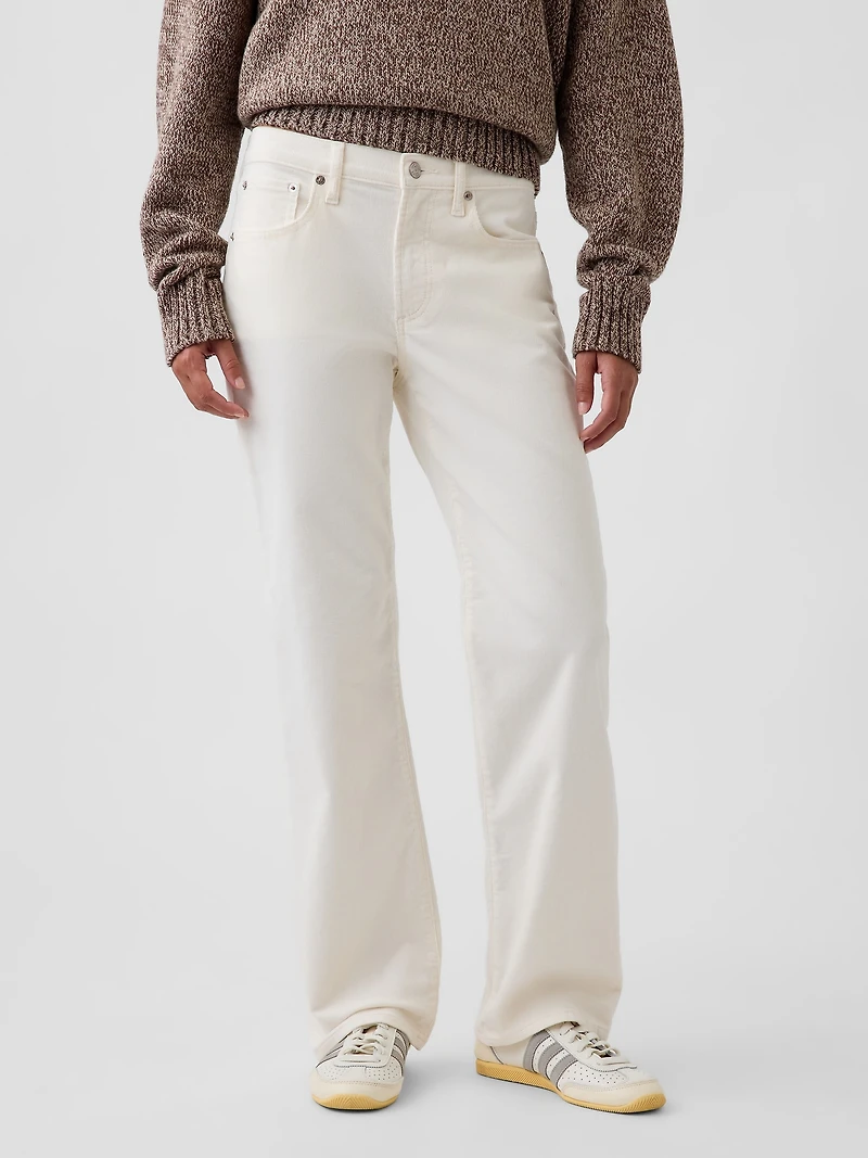 Mid Rise Corduroy Relaxed Straight Pants